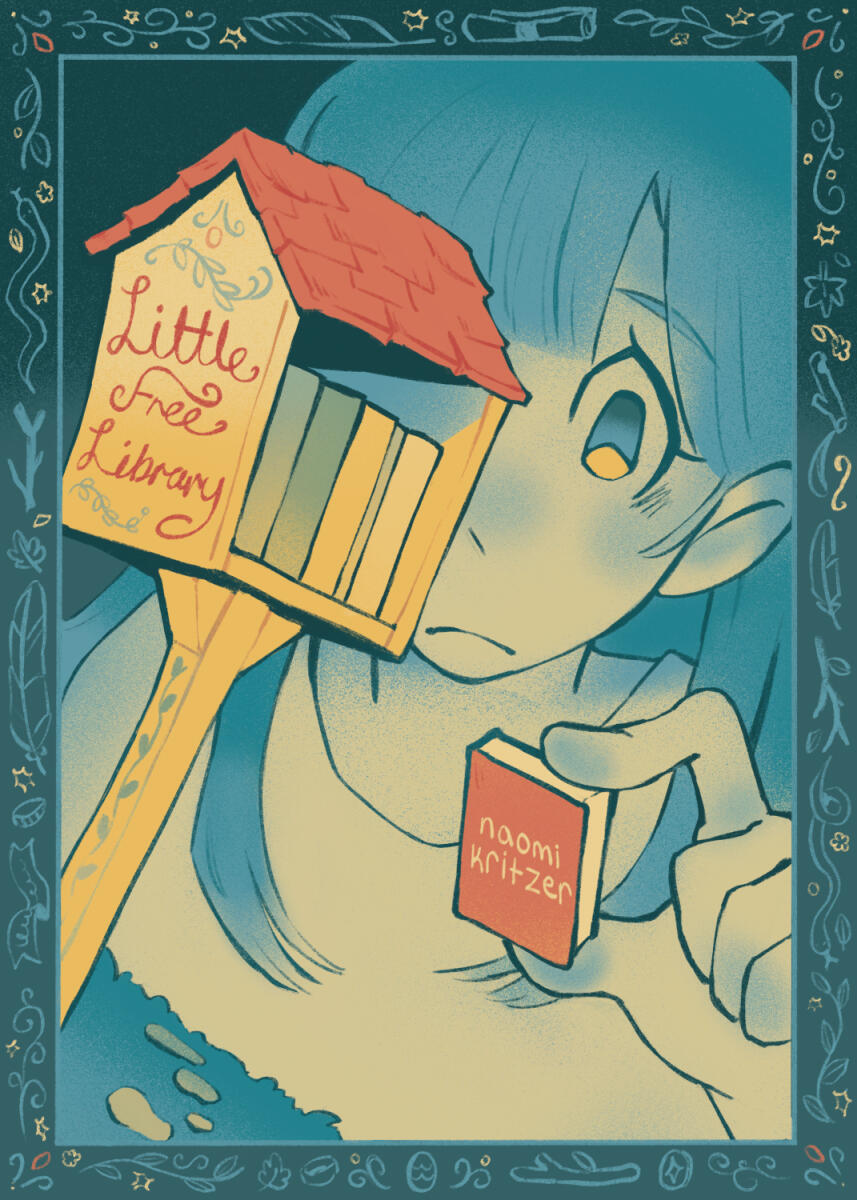 Little Free Library Cover illustration based off reactormag short story